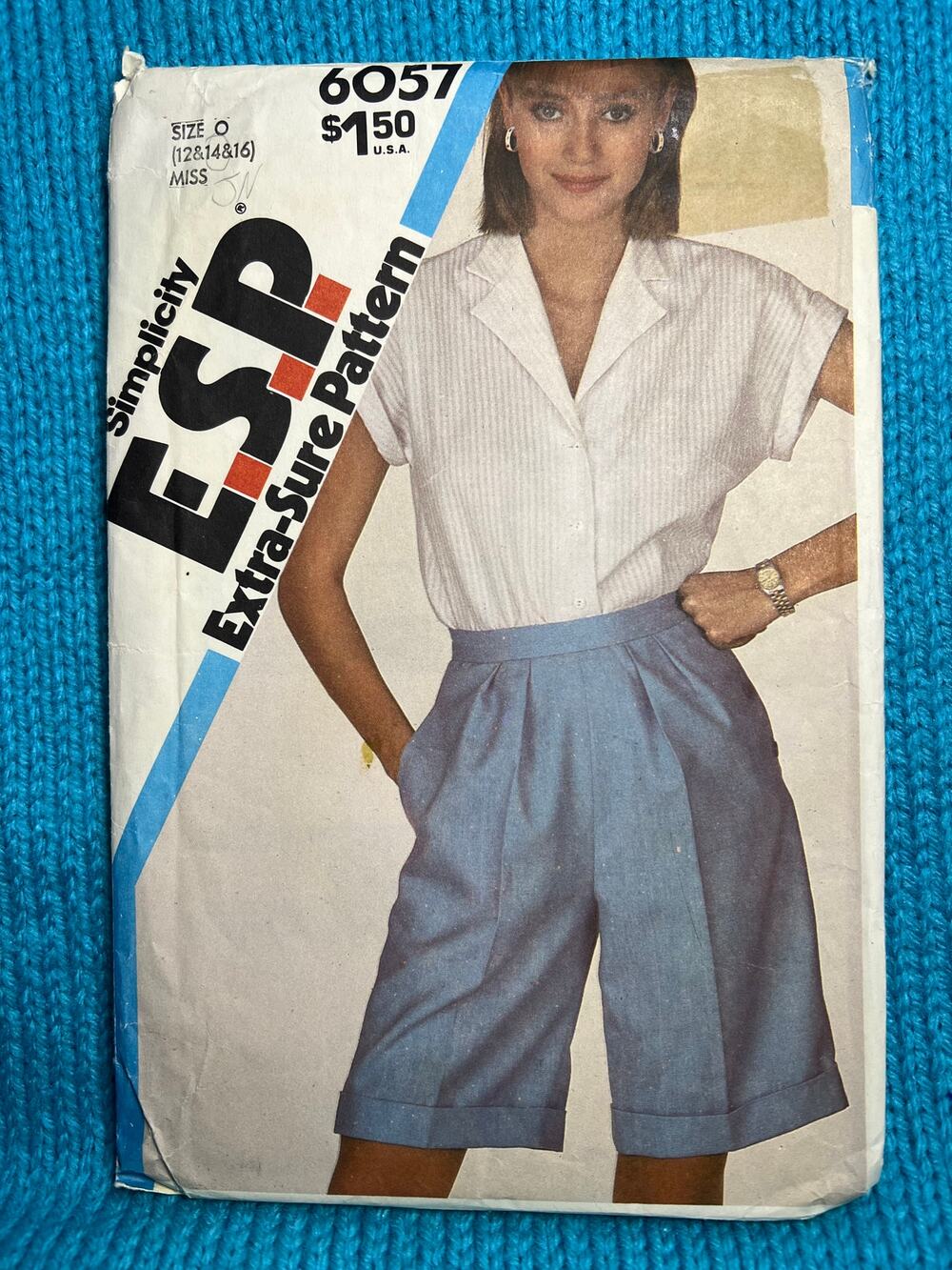 Simplicity 6057 Sewing pattern blouse shorts 1980s size 12 14